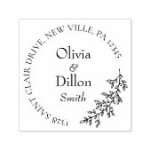 ミニマリストシックブラックリーフリーススクリプ結婚ト セルフインキングスタンプ (デザイン)