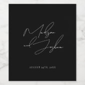 ミニマリストシックブラック結婚式の引き出物 ワインラベル (シングルラベル)