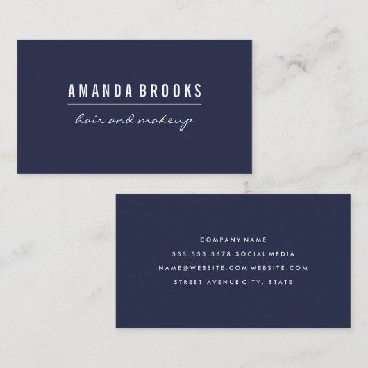 ミニマリストシックブルービジネスカード 名刺 (正面/裏面)