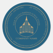 ミニマリストシックブルー実在ブラウンエステート ラウンドシール (正面)