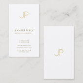 ミニマリストシックモノグラムトレンディー金ゴールドホワイトラグジュアリー 名刺 (正面/裏面)