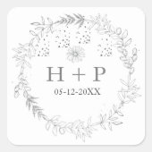 ミニマリストシックモノグラムフォーマルズ結婚カクテル スクエアシール (正面)