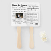 ミニマリストシック新聞結婚式 プログラムQRコード ハンドファン (正面&裏面)