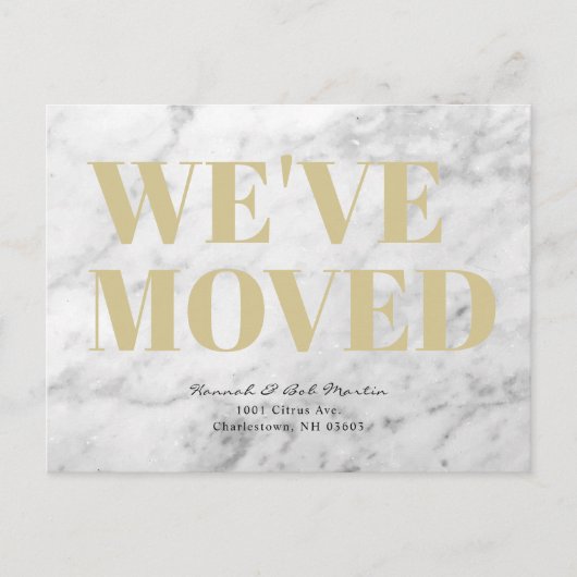 ミニマリストシック白い大理石移動 案内ポストカード (正面)