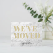 ミニマリストシック白い大理石移動 案内ポストカード (スタンド正面)