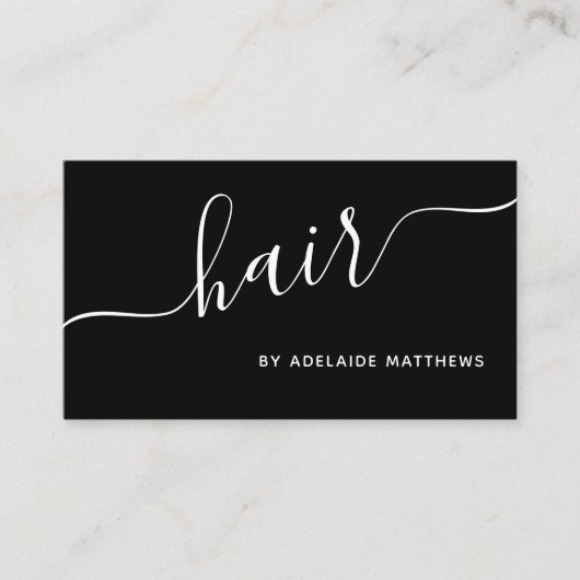 ミニマリストシック白黒ヘアサロンヘアスタイリスト 名刺 (正面)
