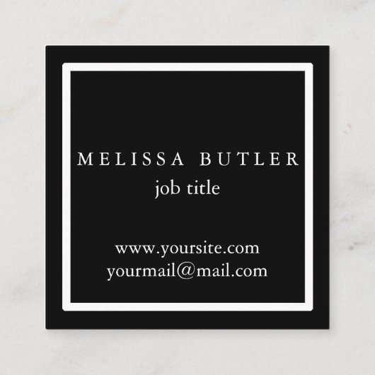 ミニマリストシック白黒モノグラモダンム スクエア名刺 (裏面)