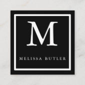 ミニマリストシック白黒モノグラモダンム スクエア名刺 (正面)