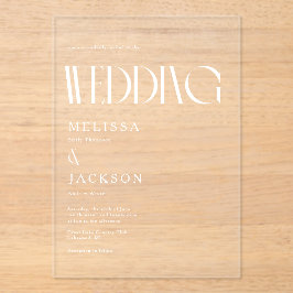 ミニマリストシック結婚式招待状 アクリル招待状