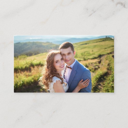 ミニマリストシック結婚式RSVPウェブサイトQRコードフォト エンクロージャーカード (裏面)