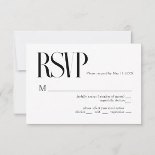 ミニマリストシック結婚式RSVPカード 出欠カード