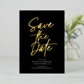 ミニマリストシック編集可能カラーフォトデートを保存 箔招待状 (立ち正面)