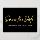 ミニマリストシック編集可能カラーフォトデートを保存 箔招待状 (正面)