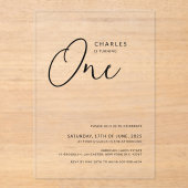 ミニマリストシック1st誕生日 アクリル招待状 (正面)