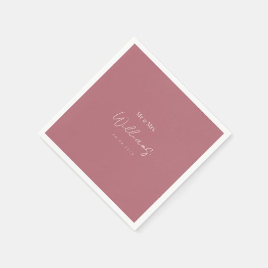 ミニマリストシック:ホワイトレタリングバラ金ゴールド結婚ズ スタンダードカクテルナプキン (角)