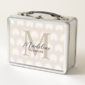 ミニマリストシックBeige Anahawリーフスクリプトモノグラム メタルランチボックス (正面)