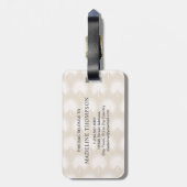 ミニマリストシックBeige Anahawリーフスクリプトモノグラム ラゲッジタグ (裏面縦)