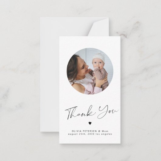 ミニマリストシックMINI SIZEフォトベビー感謝していユー ノートカード (正面)