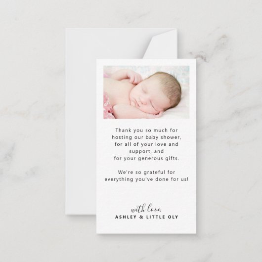 ミニマリストシックMINI SIZEフォトベビー感謝していユー ノートカード (裏面)