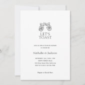 ミニマリストシャンパンカップルシャワーブライダル 招待状 (正面)