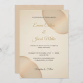 ミニマリストシャンパンペブル結婚アイボリー 招待状 (正面/裏面)