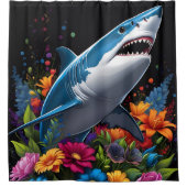 ミニマリストシャークデザインオンシャワーカーテンセット シャワーカーテン (正面)