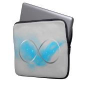 ミニマリストシルバーインフィニティサインとティール（緑がかった色）グロー | ラップトップスリーブ (正面左)