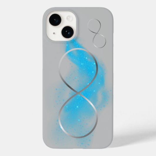 ミニマリストシルバーインフィニティサインとティール(緑がかった色)グロー | Case-Mate iPhoneケース (裏面)