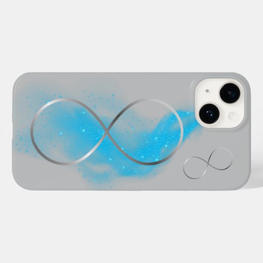 ミニマリストシルバーインフィニティサインとティール(緑がかった色)グロー | Case-Mate iPhoneケース (裏面 (横))