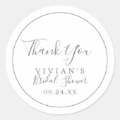 ミニマリストシルバーサンキューユーブライダルシャワー好意 ラウンドシール (正面)