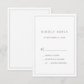 ミニマリストシルバータイポグラフィシンプルRSVPカード 出欠カード (正面/裏面)