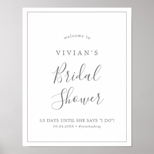 ミニマリストシルバーブライダルシャワーへようこそ ポスター (正面)
