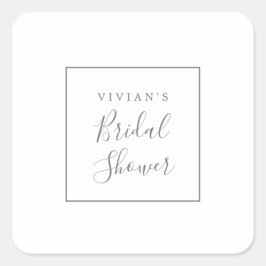ミニマリストシルバーブライダルシャワー封筒用シール スクエアシール (正面)