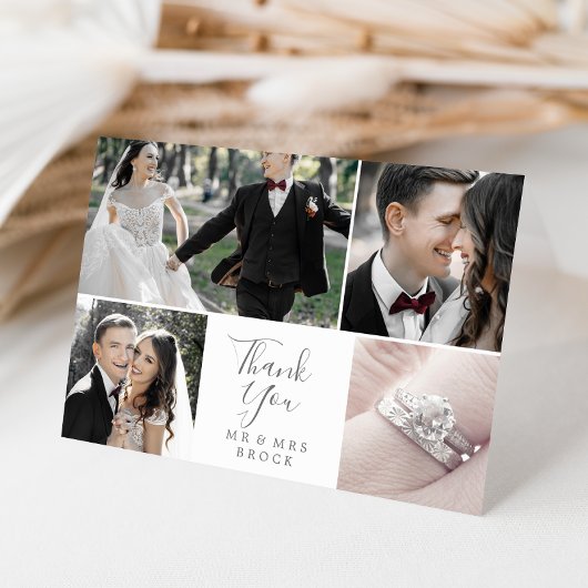 ミニマリストシルバー4写真テンプレートサンキューカード サンキューカード