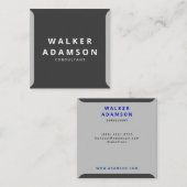 ミニマリストシルバー&マットブラック スクエア名刺 (正面/裏面)