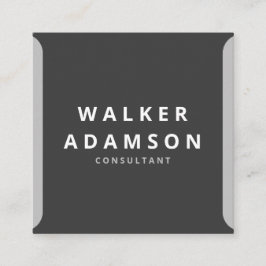 ミニマリストシルバー&マットブラック スクエア名刺