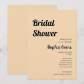 ミニマリストシンプルとサンドブラウンブライダルシャワー 招待状 (正面/裏面)
