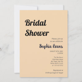ミニマリストシンプルとサンドブラウンブライダルシャワー 招待状