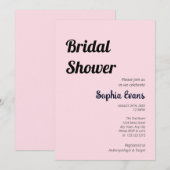 ミニマリストシンプルとソフトピンクブライダルシャワー 招待状 (正面/裏面)