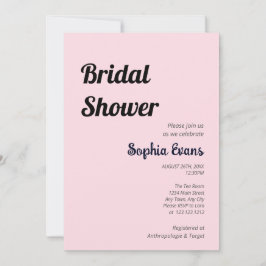 ミニマリストシンプルとソフトピンクブライダルシャワー 招待状