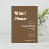 ミニマリストシンプルとダークブラウンブライダルシャワー 招待状 (スタンド正面)