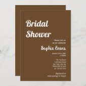 ミニマリストシンプルとダークブラウンブライダルシャワー 招待状 (正面/裏面)