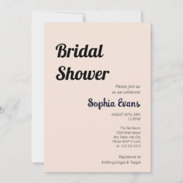 ミニマリストシンプルとピンククリームブライダルシャワー 招待状