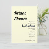 ミニマリストシンプルとライトイエローブライダルシャワー 招待状 (スタンド正面)