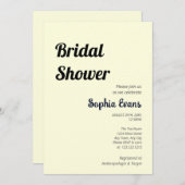 ミニマリストシンプルとライトイエローブライダルシャワー 招待状 (正面/裏面)