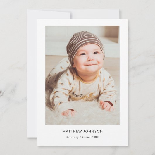 ミニマリストシンプルと洗礼《キリスト教》洗礼式や命名式 招待状 (裏面)