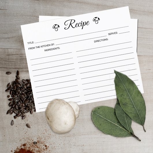 ミニマリストシンプルキノコ料理レシピカード