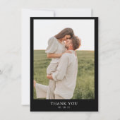 ミニマリストシンプルクラシーBlack 2フォト結婚ズ サンキューカード (正面)