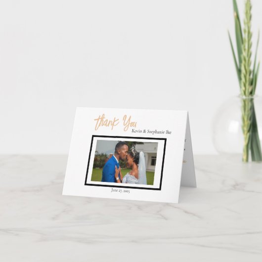 ミニマリストシンプルクラス結婚の折り畳み サンキューカード (正面)