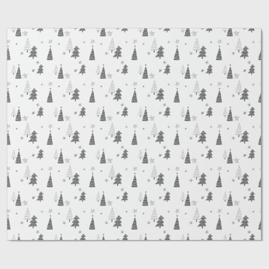 ミニマリストシンプルクリスマスの手描きツリーの星 ラッピングペーパー (フラット)